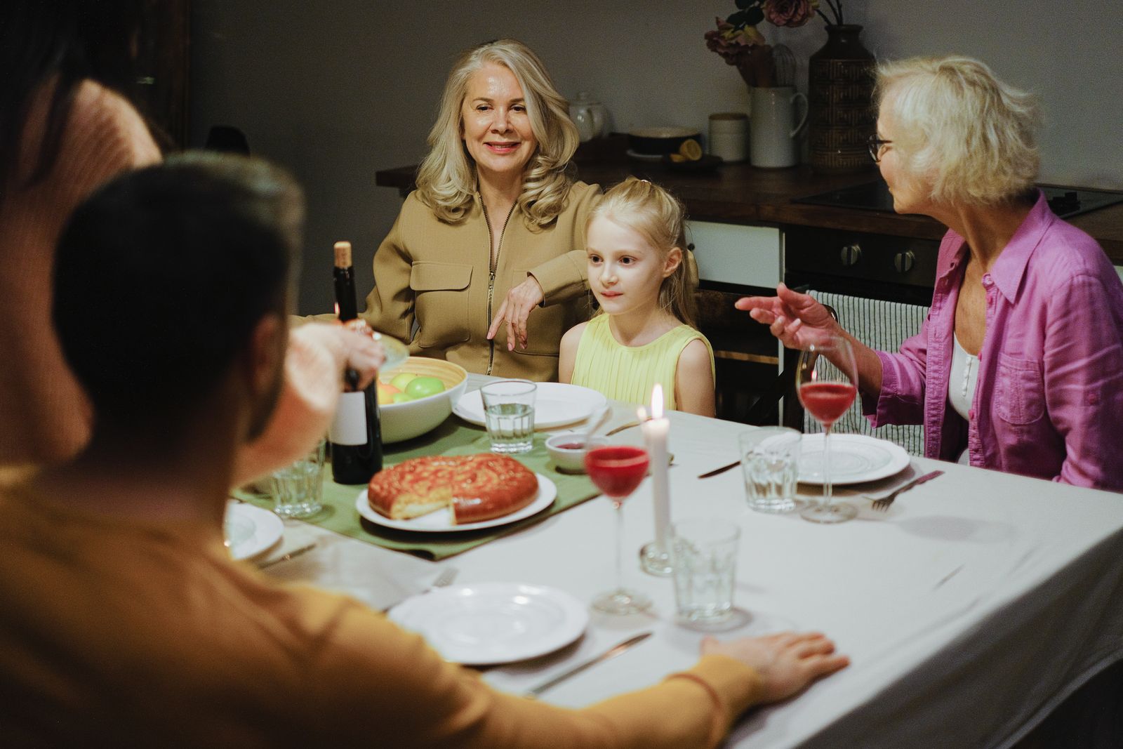 Family dinner together at home